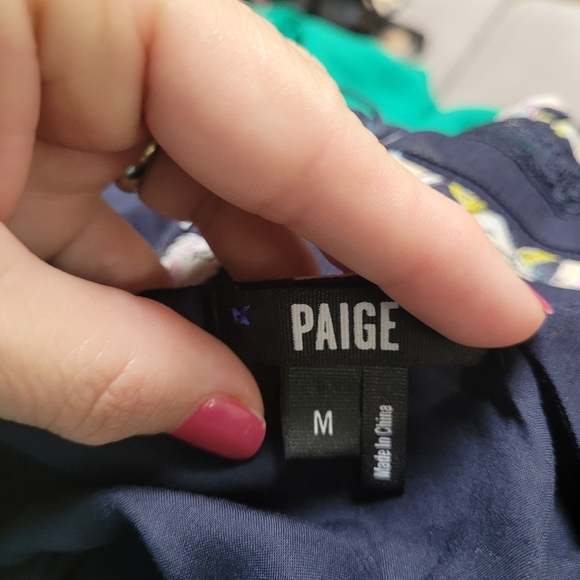 PAIGE Sahar Silk Cold Shoulder Shark Bite Hem Floral Lined Dress - Picture 3 of 7